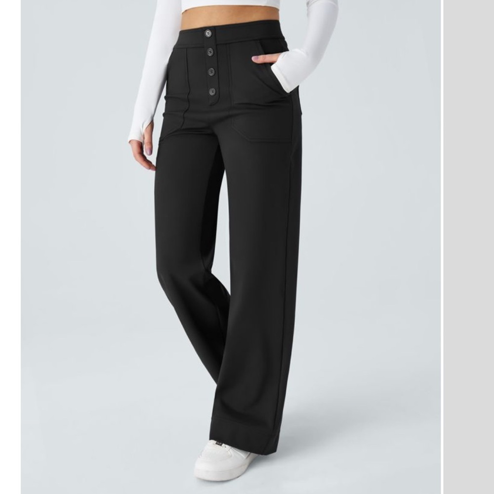 Halara High Waisted Straight Leg Casual Black Pants - S